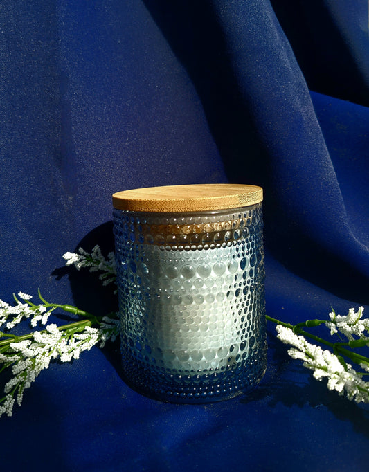 Blue Drift scent candle 10oz, calming lavender beeswax-coconut oil scented candle, scented only with pure essential oils, no artificial or synthetic scents